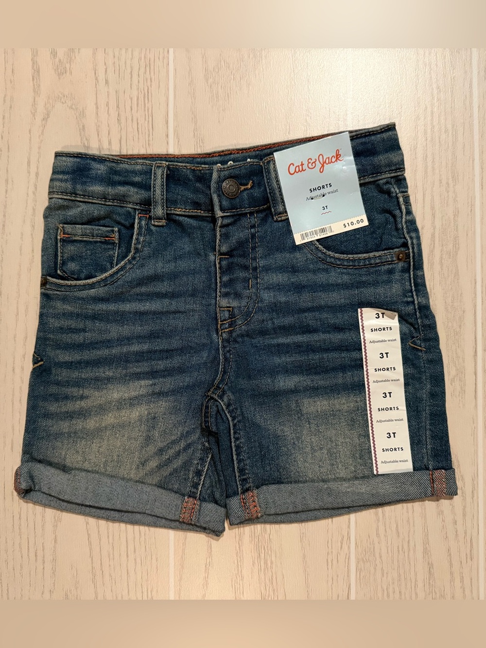 Cat And Jack Denim Shorts Boys 3T Blue Adjustable Waist NWT